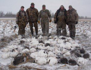 First day of our 2009 season. This group of hunters shot 90 birds Feb 13, 2009 as a snow storm roll through the area.