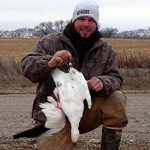 My guide Cory with a band he won in a drawing on a South Dakota snow goose hunt with the other Up North Outdoors guides.