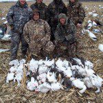 The end of Feb is as good as any time to hunt snow geese as show by this party of hunters with their 39 snow geese.