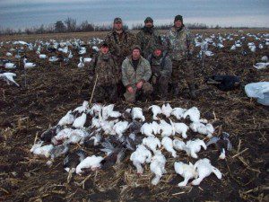 Here is the Weiss party. He has hunted with us for about 10 years. They are good shots and always seem to do well. This day they shot 52 snow geese.