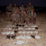DJ front right is a friend of one of our snow goose guides. This is the second year in a row that his field shot a red neck collar in the same field to boot.