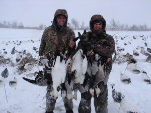 Only two member of this party decided to brave the elements for the morning hunt on this snowy day but they were rewarded nicely for their dedication.