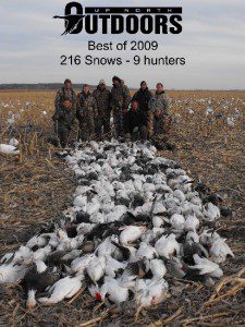 This is one of the best days I have ever seen on our spring snow goose hunts. This field shot 216 snow geese on March 11, 2009. This day is often referred to as “Bloody Wednesday” because there was so many snow geese shot that day.