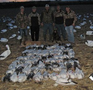 These 4 hunters started a day earlier than the rest of their party and the snow geese cooperated.