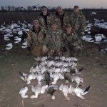 Here is a group of hunters with an average day in the field chasing snow geese.