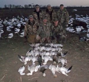 Here is a group of hunters with an average day in the field chasing snow geese.