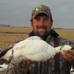 This was one of the guides hunt in North Dakota. Up North Outdoors guide Tryg Koch won the drawn for the Ross goose with a white neck collar.