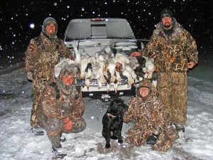 Regardless of the weather we hunt unless it becomes hazardous. These hunters braved the elements and were rewarded with a successful hunt.