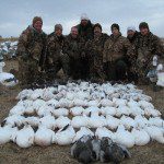 If you have seen our Snow Flurries 2 DVD this is the group on the day they rained 28 birds from one flock. Here they are pictured at the end of the day with the 81 birds they harvested.